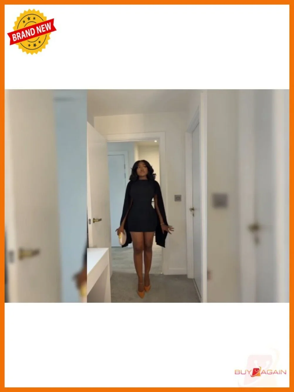 Sexy Bodycon Mini Dress Cowl Neck Cape Sleeve Club Party Cocktail